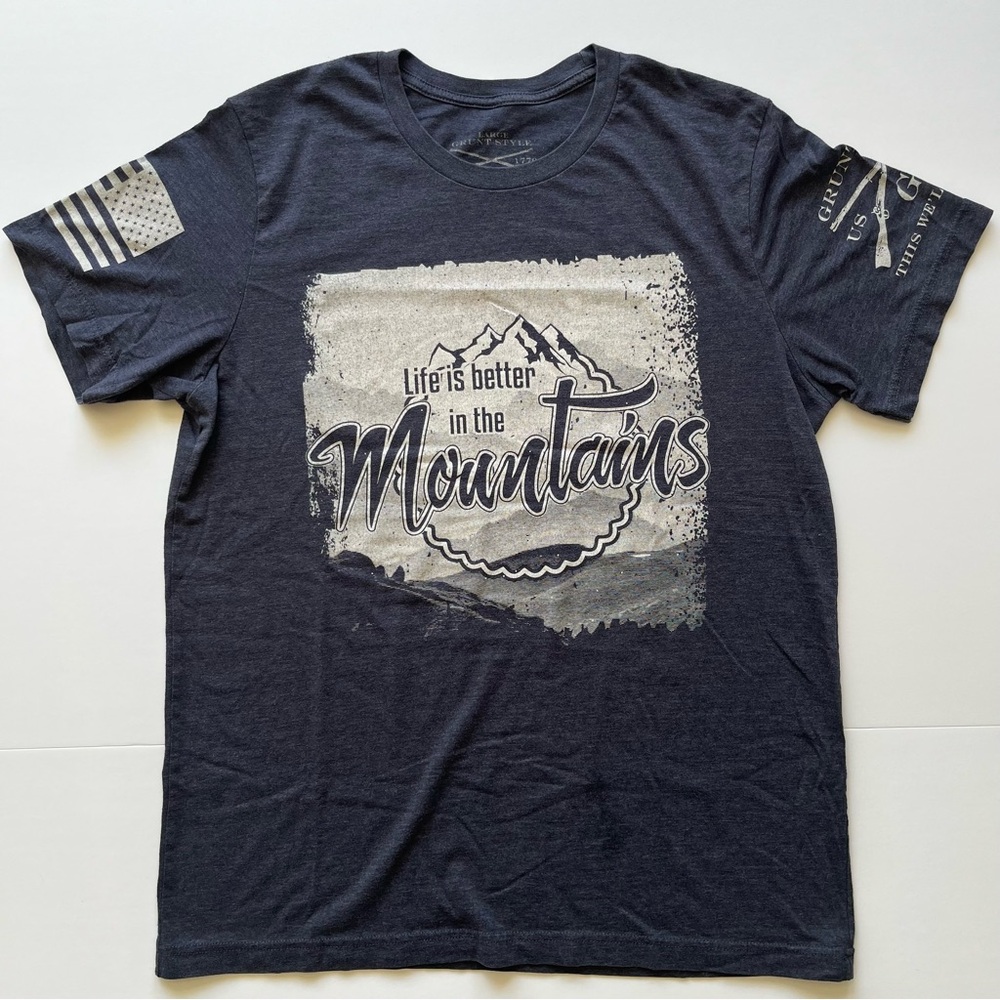 Grunt Style Dark Blue 'Life is Better in the Mountains' Tee